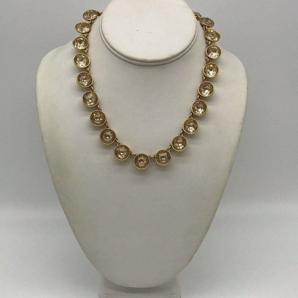 Stella & Dot Gold-Tone Round CZ Crystal Necklace